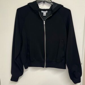 Black Hooded Zip Bomber Jacket